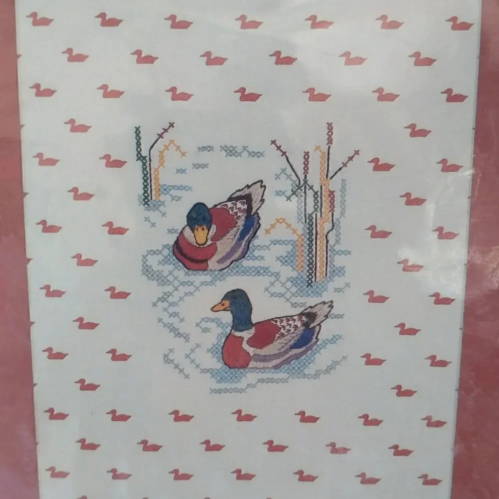 NOS Cross Stitch Kit Mallard Ducks Swimming Needles N Hoops #715 PRINTS CHARMING